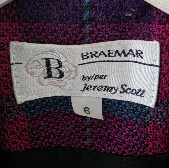 Braemar by Jeremy Scott 6 Vintage Elle Woods Barbiecore Retro Plaid Wool Blazer - Picture 2 of 14